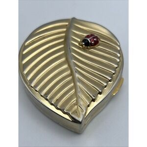 Vintage Estée Lauder Ladybug Leaf Compact No Powder 2 3/4" Enamel Metal
